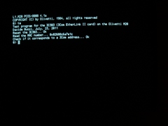 A screenshot of the test program recognizing a 3Com Ethernet adapter