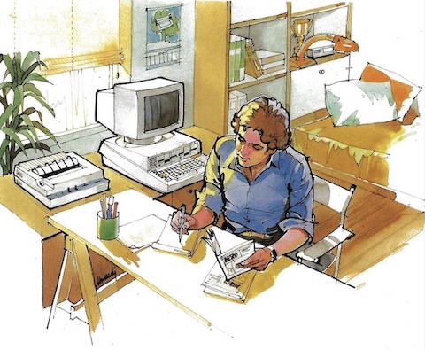 A very 1980 young man reading the M20 manuals and taking notes.
