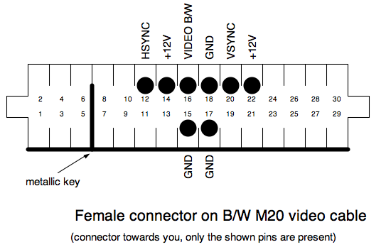 The video female connector on the M20 side
